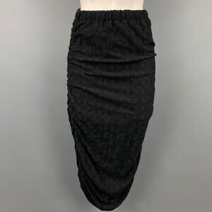 COMME des GARCONS TRICOT Size S Black Eyelet Cotton Blend Ruched Skirt